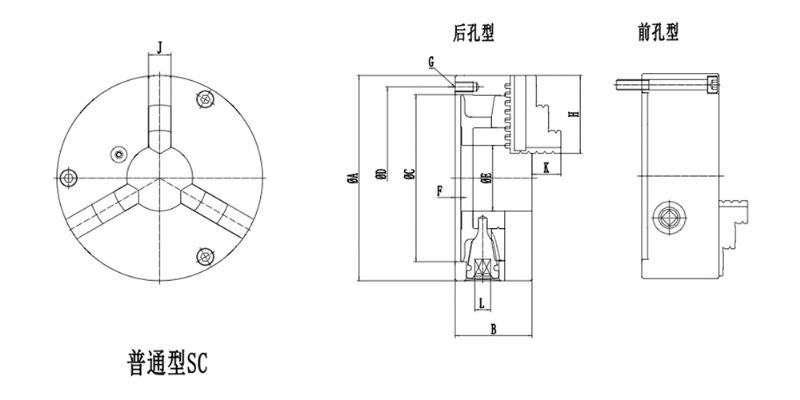 千鸿高精度sc普通型三爪卡盘结构图.